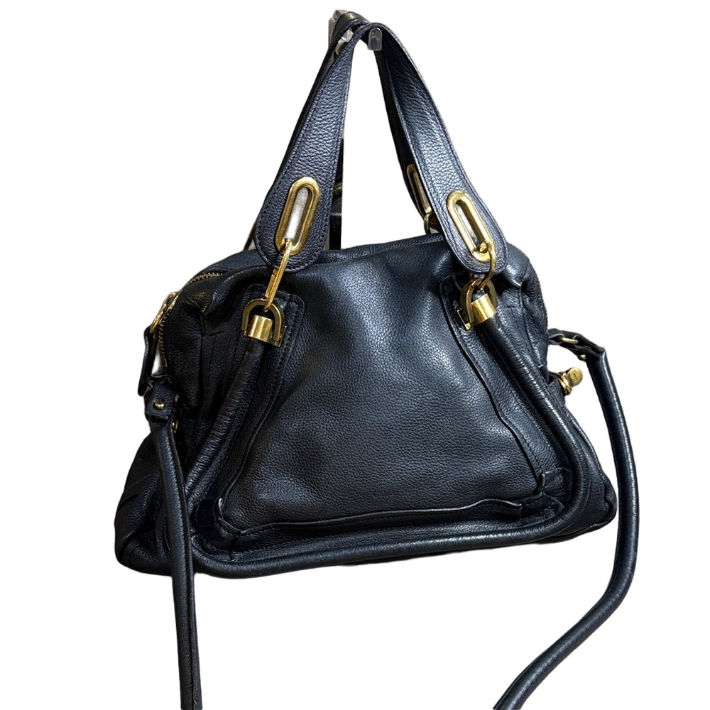 Chloe Paraty Black Leather Satchel Shoulder Bag Authenticated